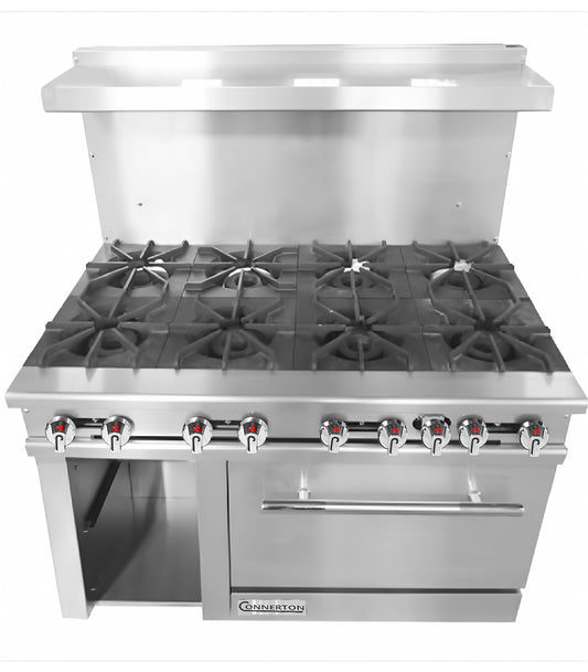 CONNERTON - CN48 Series, 48" Restaurant gas Range with 8 open Burners & 1 OVEN