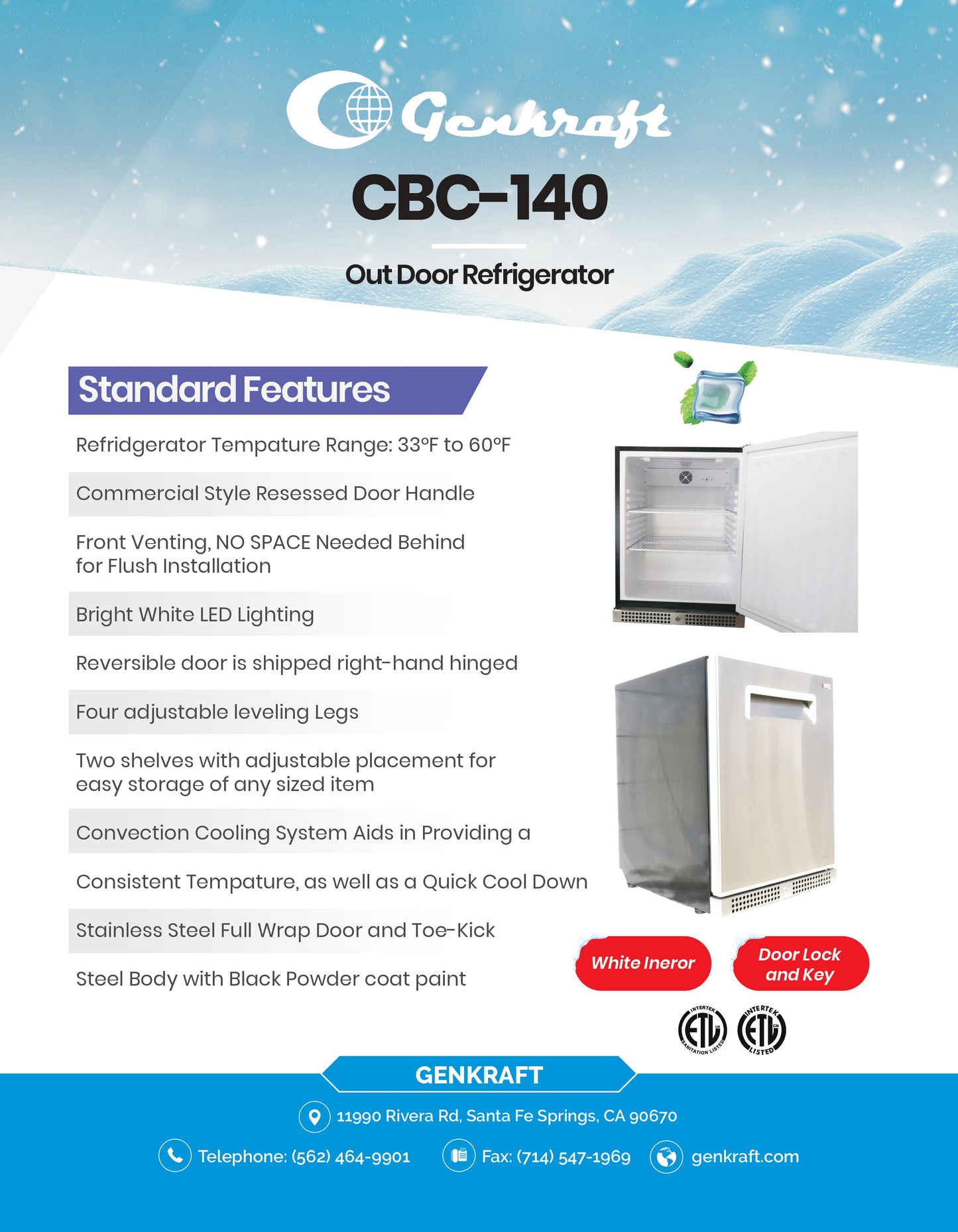 Genkraft CBC-140 OutDoor Refrigerator