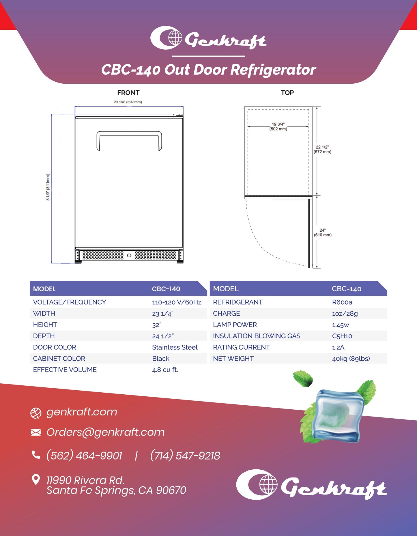 Genkraft CBC-140 OutDoor Refrigerator