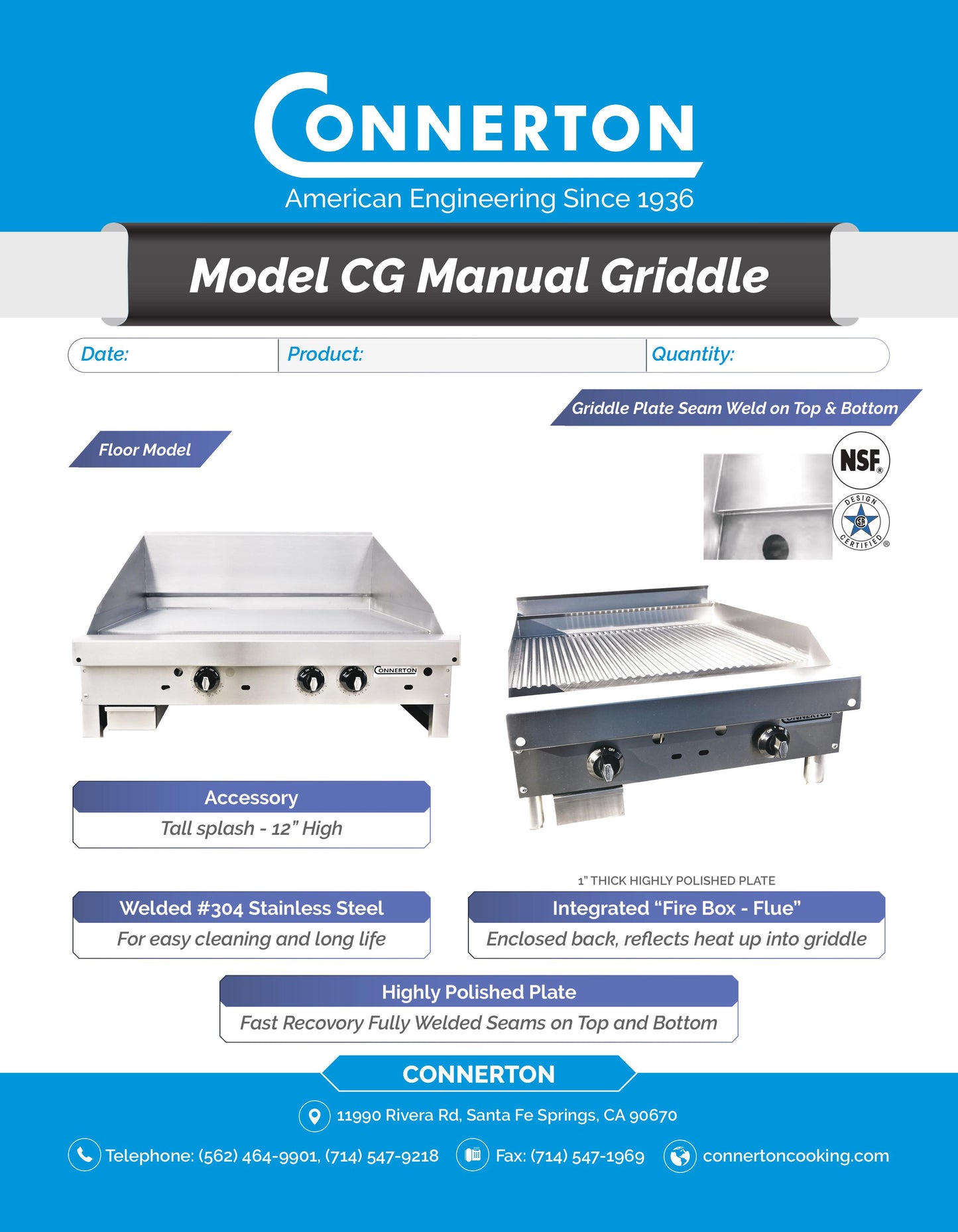 Connerton CG-60-M Manual Griddle