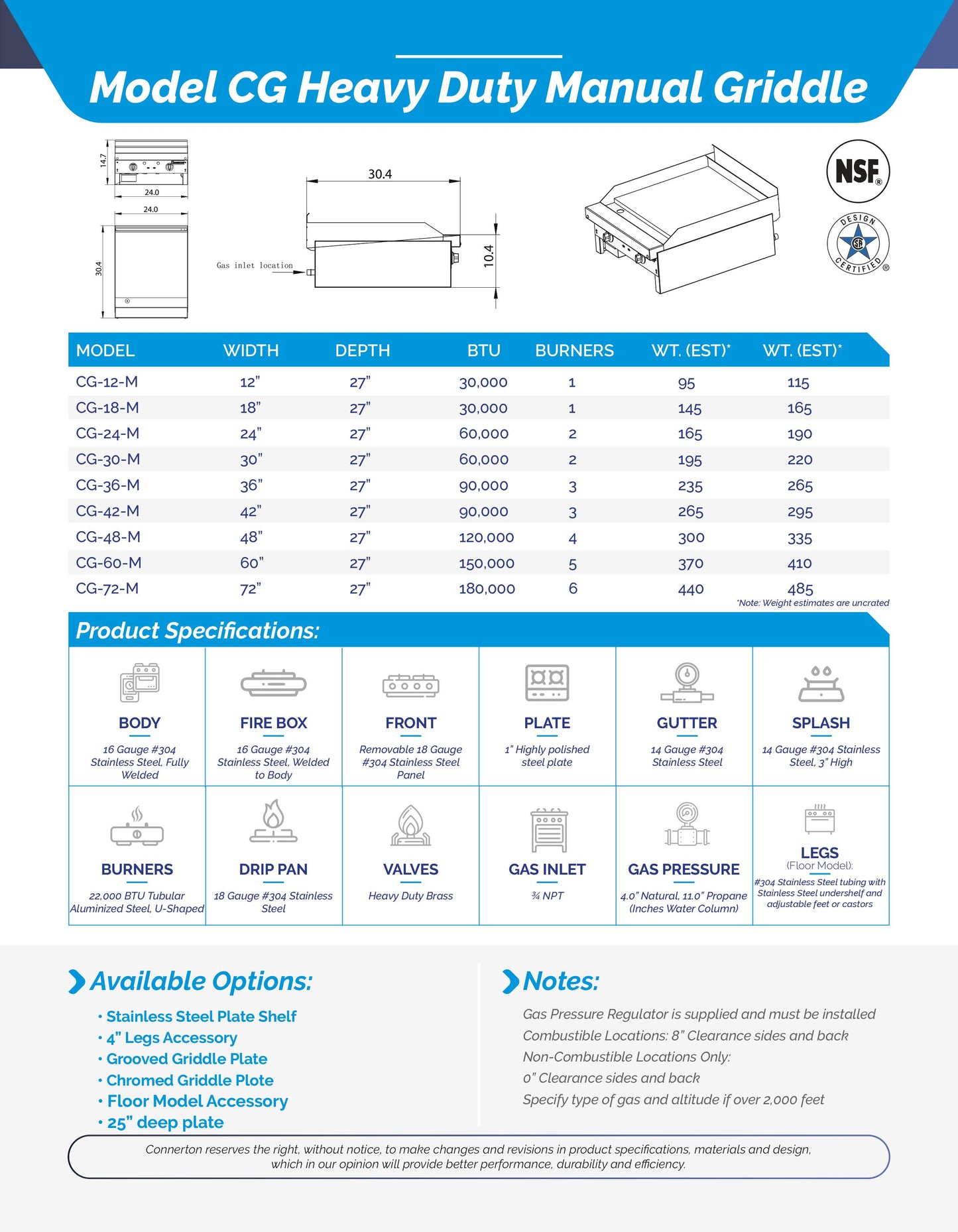 Connerton CG-12-M Manual Griddle