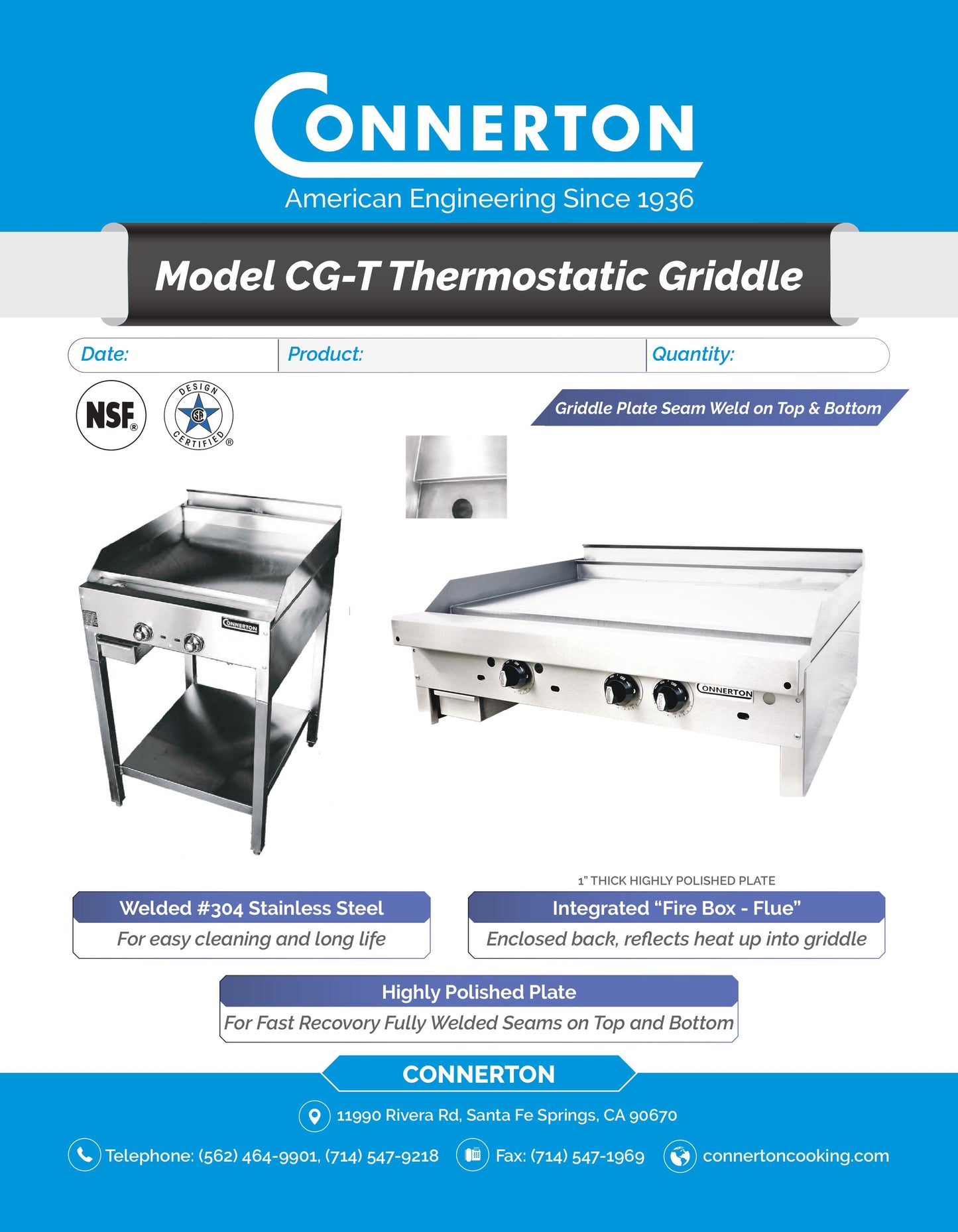 Connerton CG-72-T Thermostatic Griddle