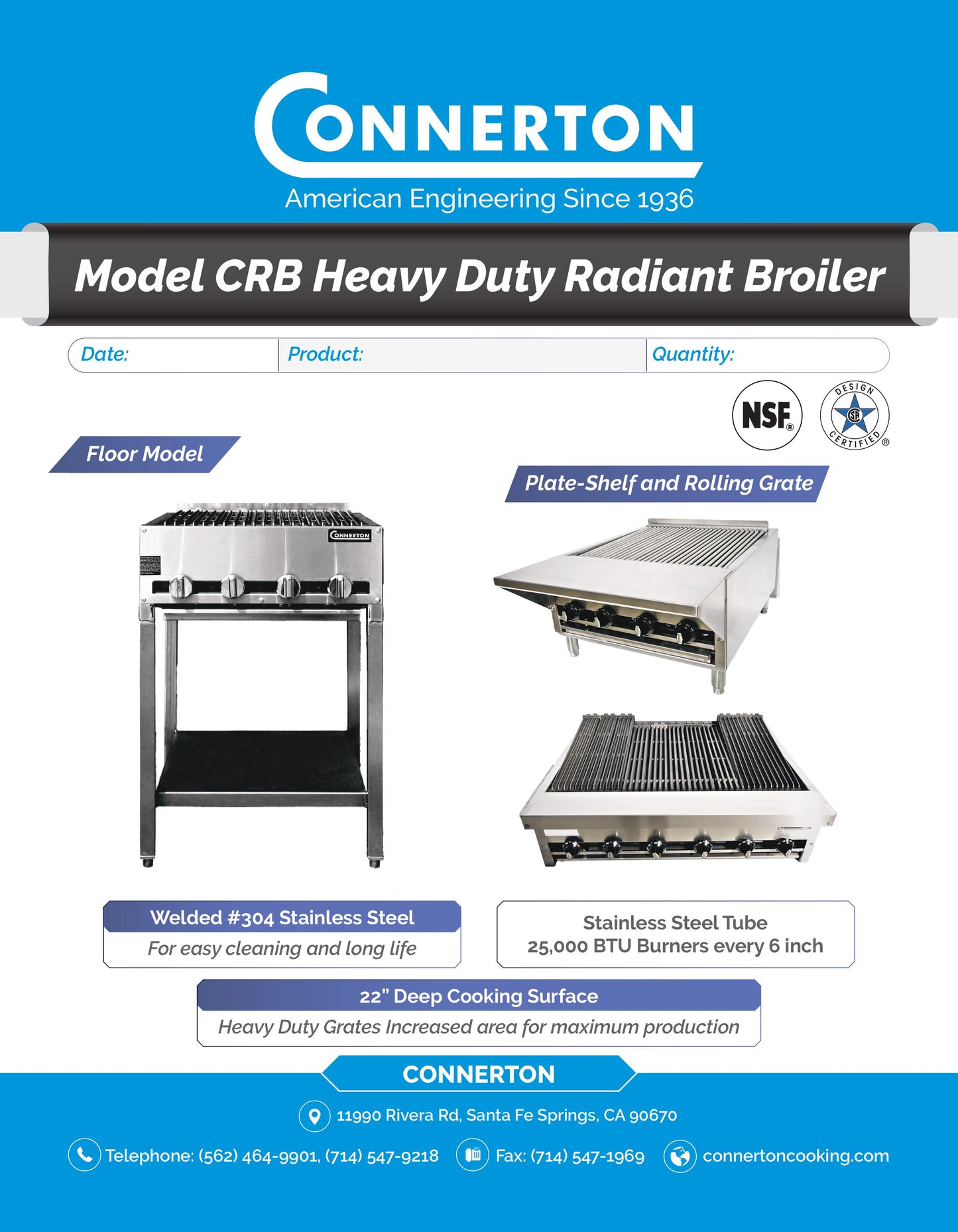 Connerton CRB-12 heavy Duty Radiant Broiler