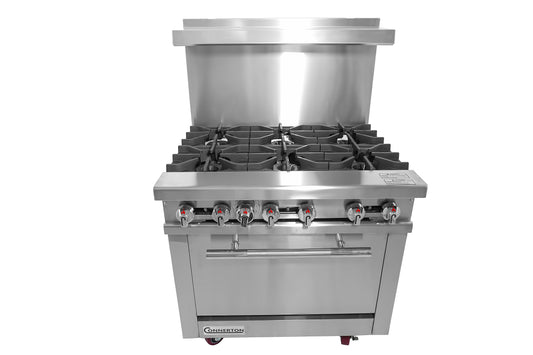 CONNERTON - CN36 Series, 36" Restaurant gas Range with 6 burners & 1 OVEN