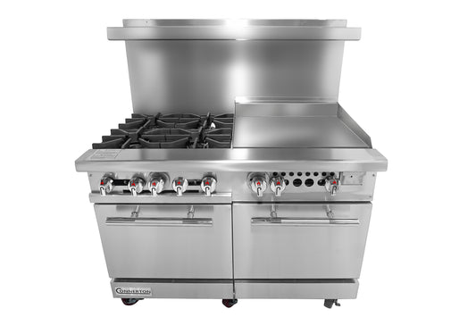 CONNERTON - CN48-2OV Series,48" Restaurant Gas Range with 8 open Burners & 2 OVENS