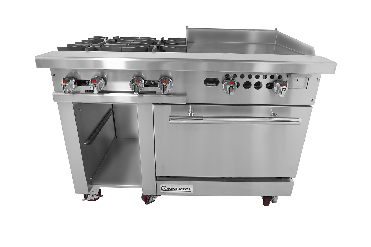 CONNERTON - CN48 Series, 48" Restaurant gas Range with 8 open Burners & 1 OVEN