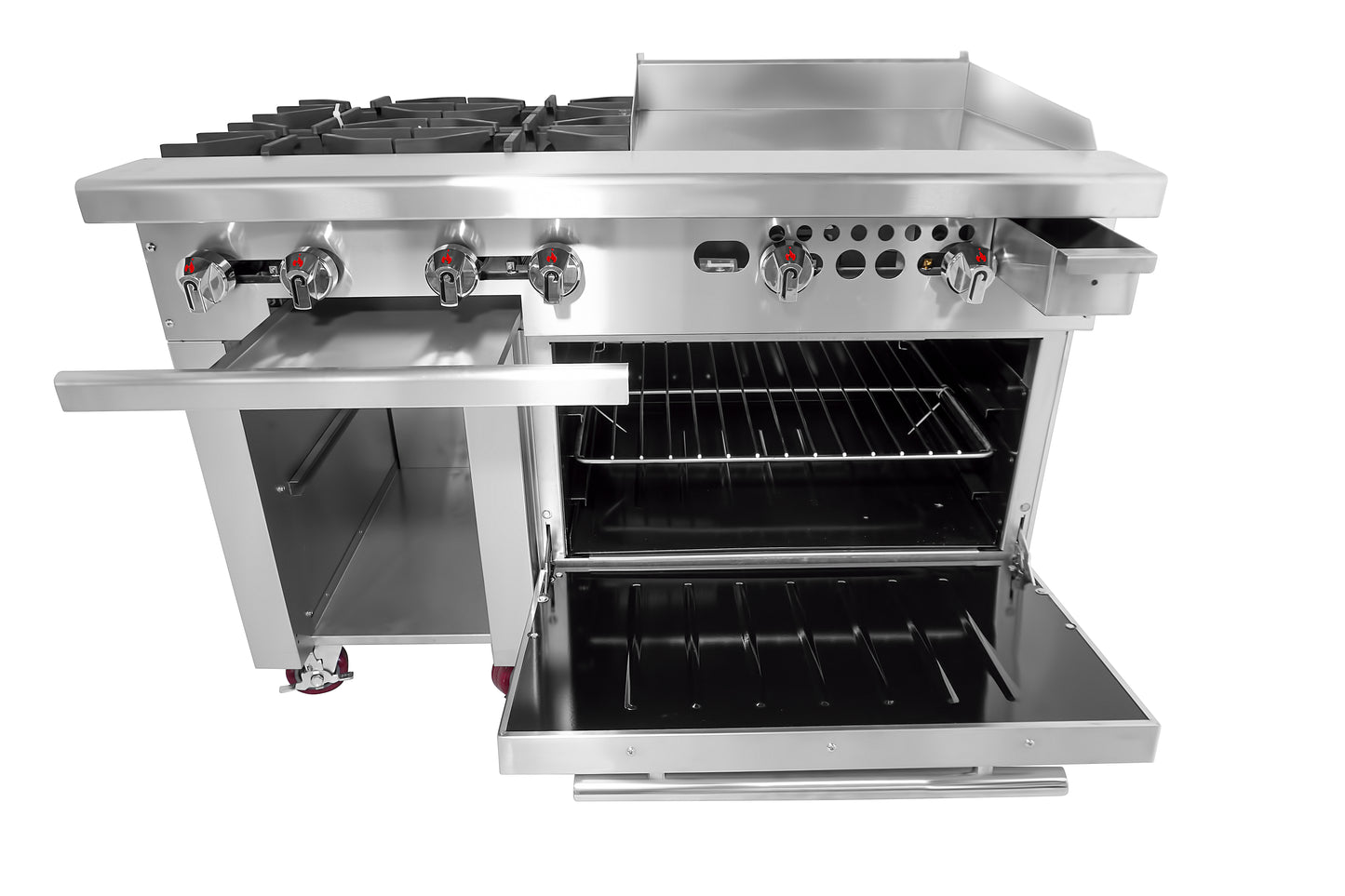 CONNERTON - CN48 Series, 48" Restaurant gas Range with 8 open Burners & 1 OVEN