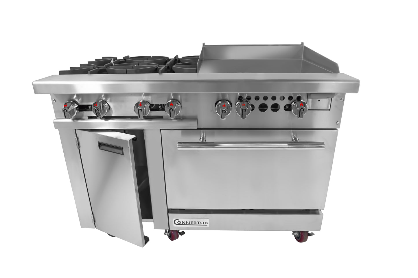 CONNERTON - CN48 Series, 48" Restaurant gas Range with 8 open Burners & 1 OVEN