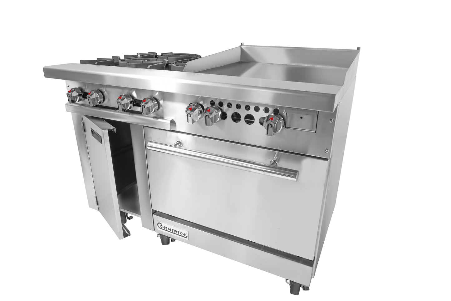 CONNERTON - CN48 Series, 48" Restaurant gas Range with 8 open Burners & 1 OVEN