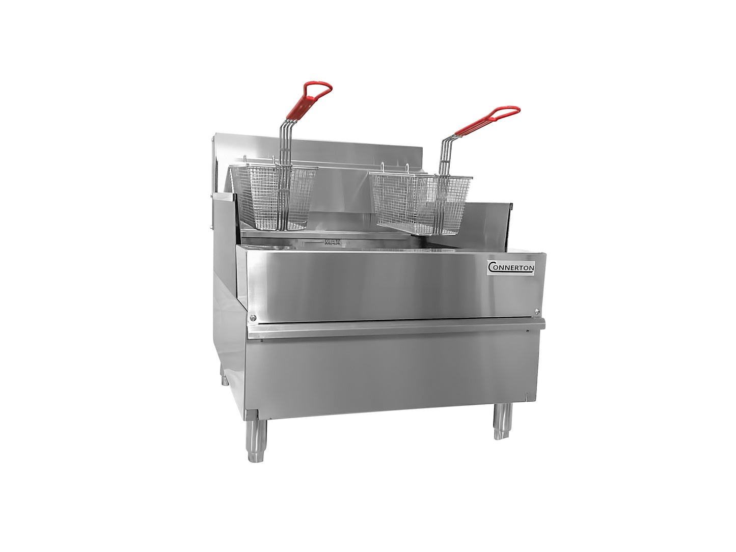 Connerton-CSF-24 - Commercial Thermostatic SHALLOW FRYER with 2 or 3 Baskets, Total 60.000 BTUs best for Frying and Grilling