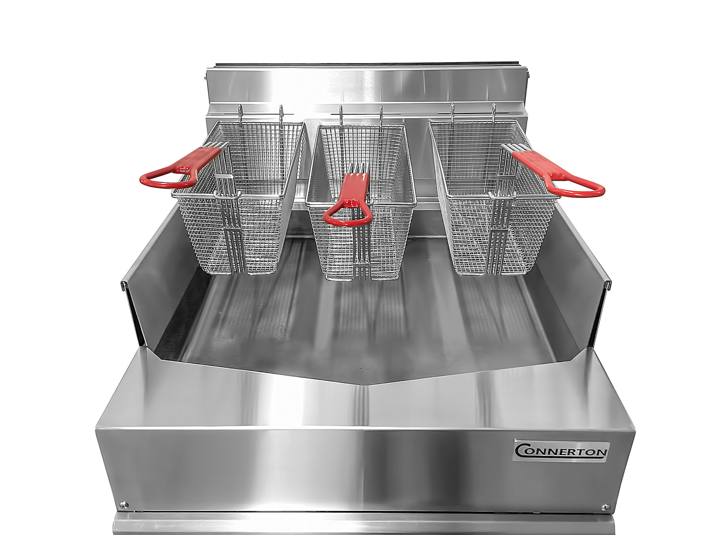 Connerton-CSF-24 - Commercial Thermostatic SHALLOW FRYER with 2 or 3 Baskets, Total 60.000 BTUs best for Frying and Grilling