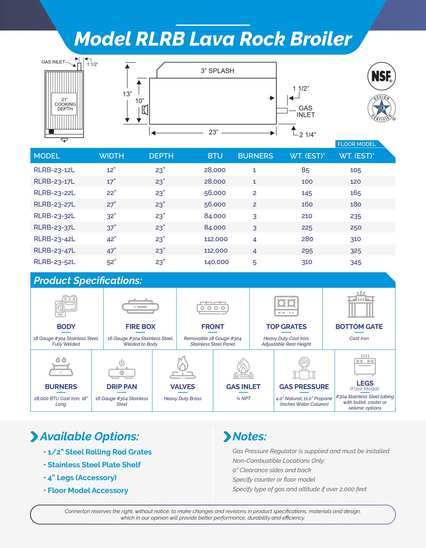 Connerton RLRB-23-37R Radiant Broiler