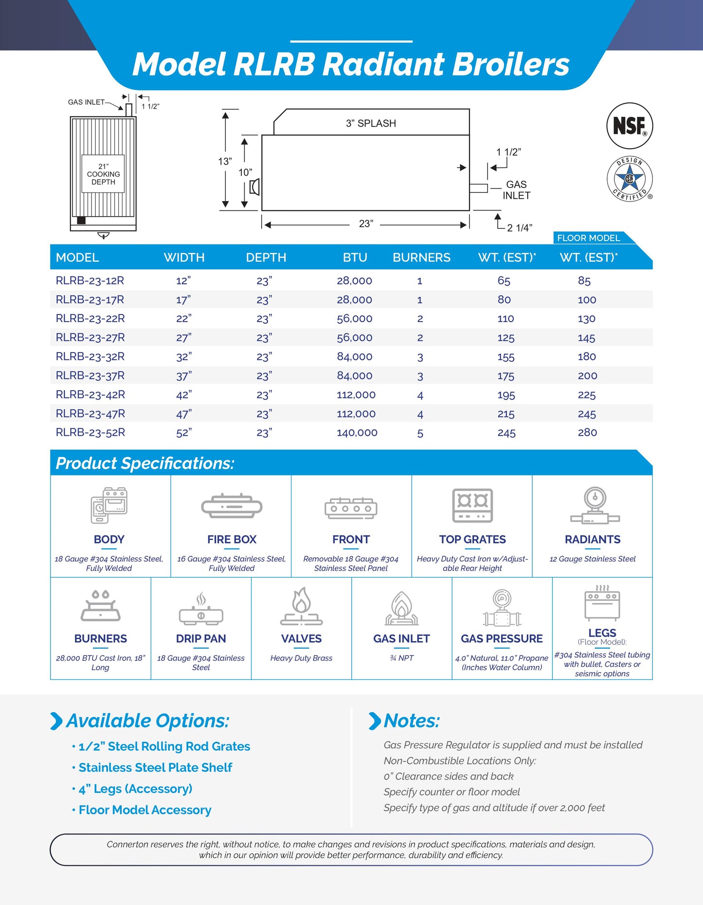 Connerton RLRB-23-47R Radiant Broiler